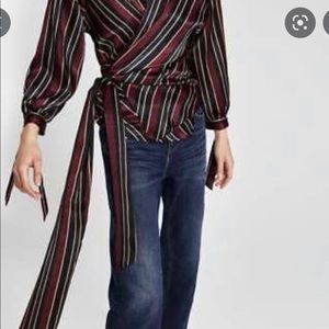 Zara wrap front and sleeve detail blouse